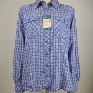 NWT Duluth Trading Co. blue plaid Armachillo long sleeve button up womens 2X